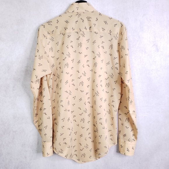 Vtg K-Mart Men's Large (Approx) Abstract Geometric Polyester Knit Dress Shirt - Picture 2 of 5